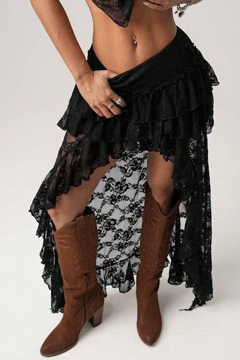 Desert Belle Lace High Low Skirt