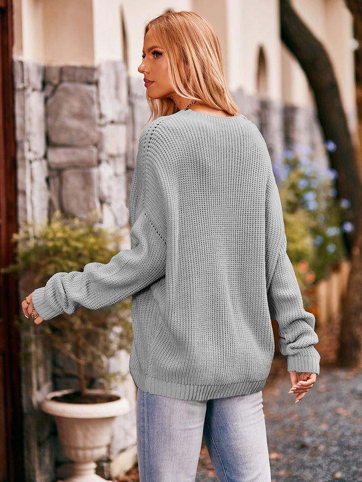 Waffle-Knit Long Sleeve Sweater *Online Only*