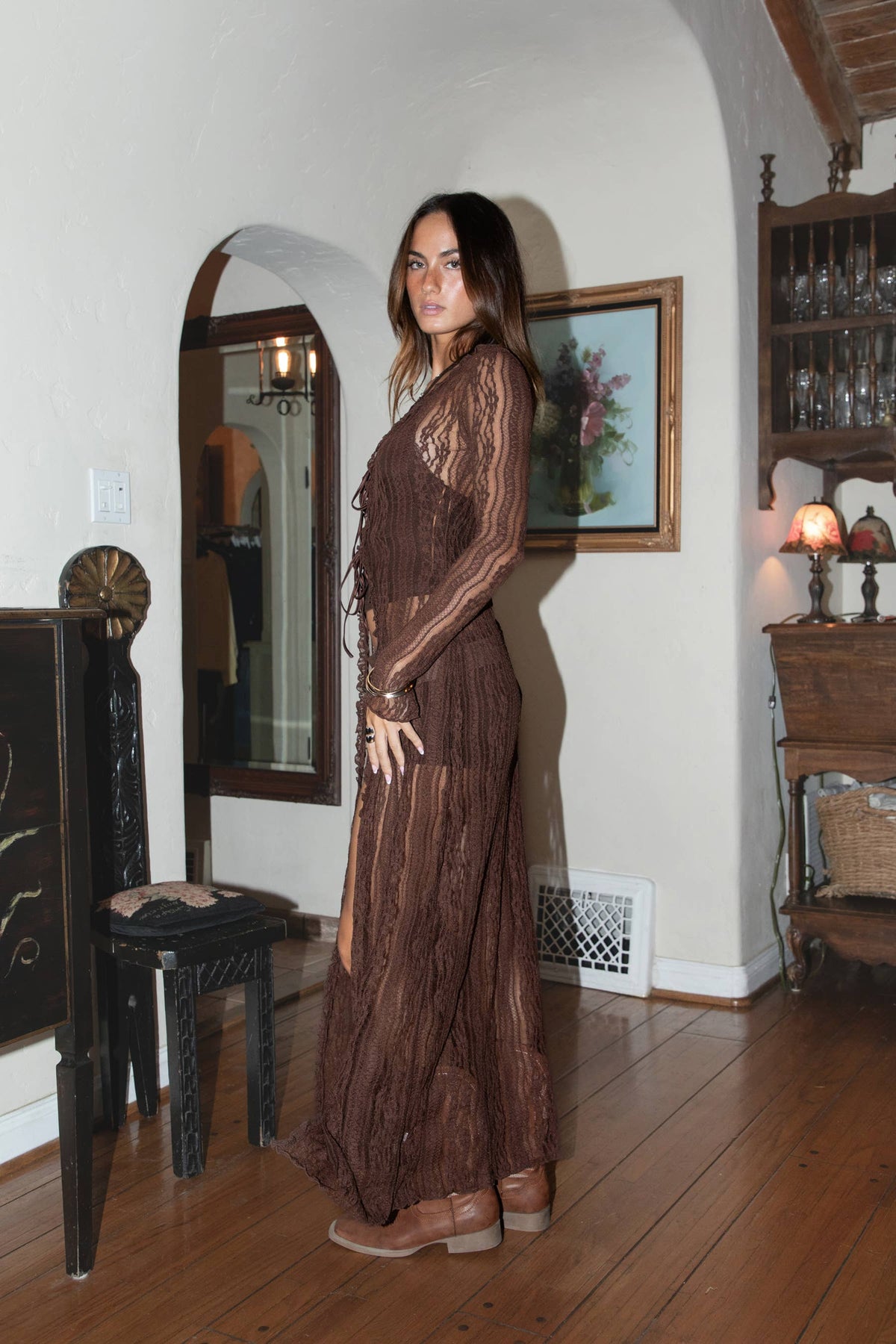 Melissa Floral Lace Long Sleeve Duster