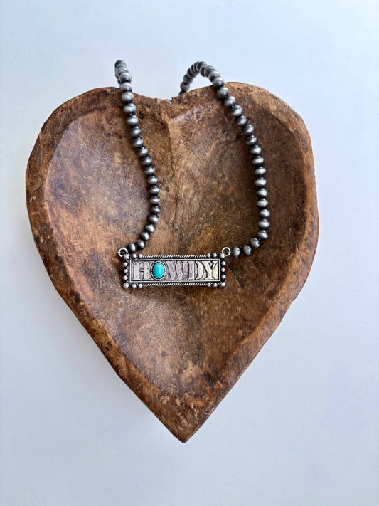 Western Bar Pendant Navajo Pearl Bead Necklace