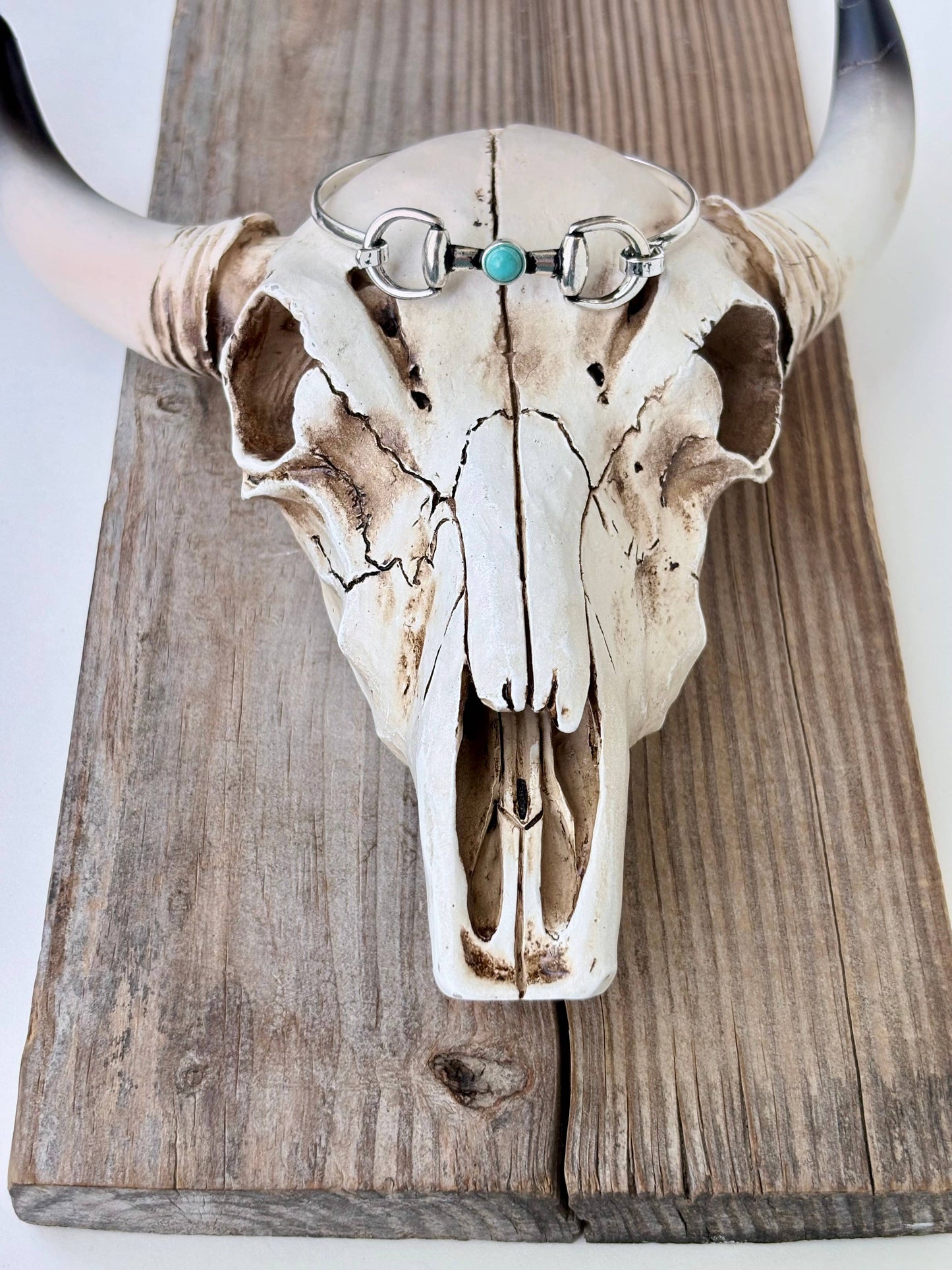 Western Horsebit Turquoise Stone Bangle Bracelet