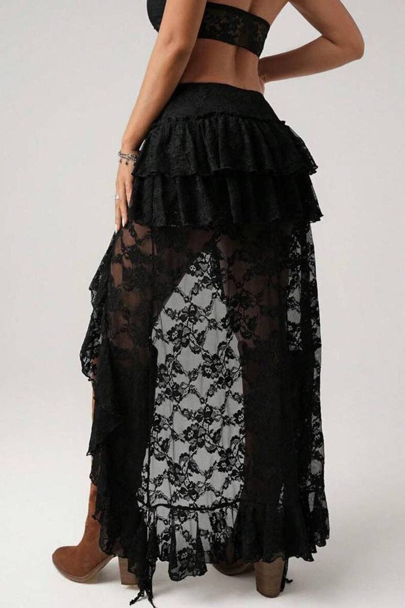 Desert Belle Lace High Low Skirt