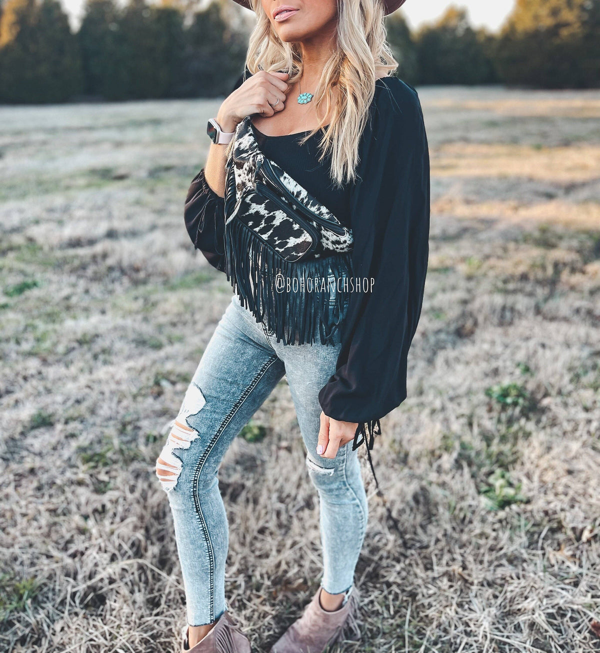 Cowhide Concert Waist Bag