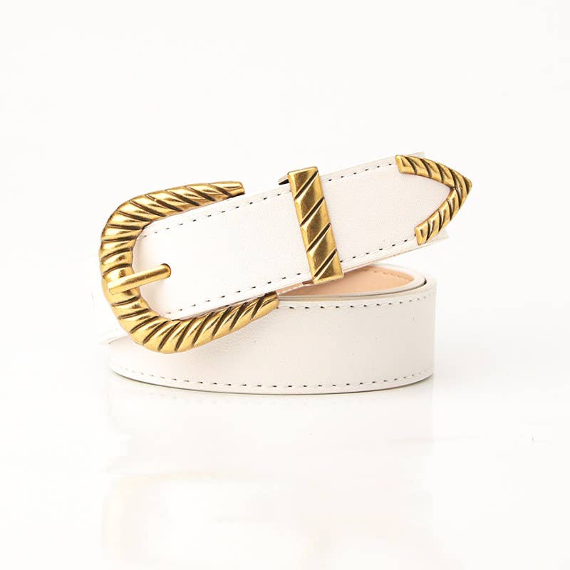 CLASSIC WESTERN CARVED BUCKLE FAUX LEATHER BELT