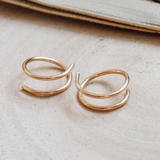 Twist-In Double Huggie Hoop |14k Gold Fill & Sterling Silver
