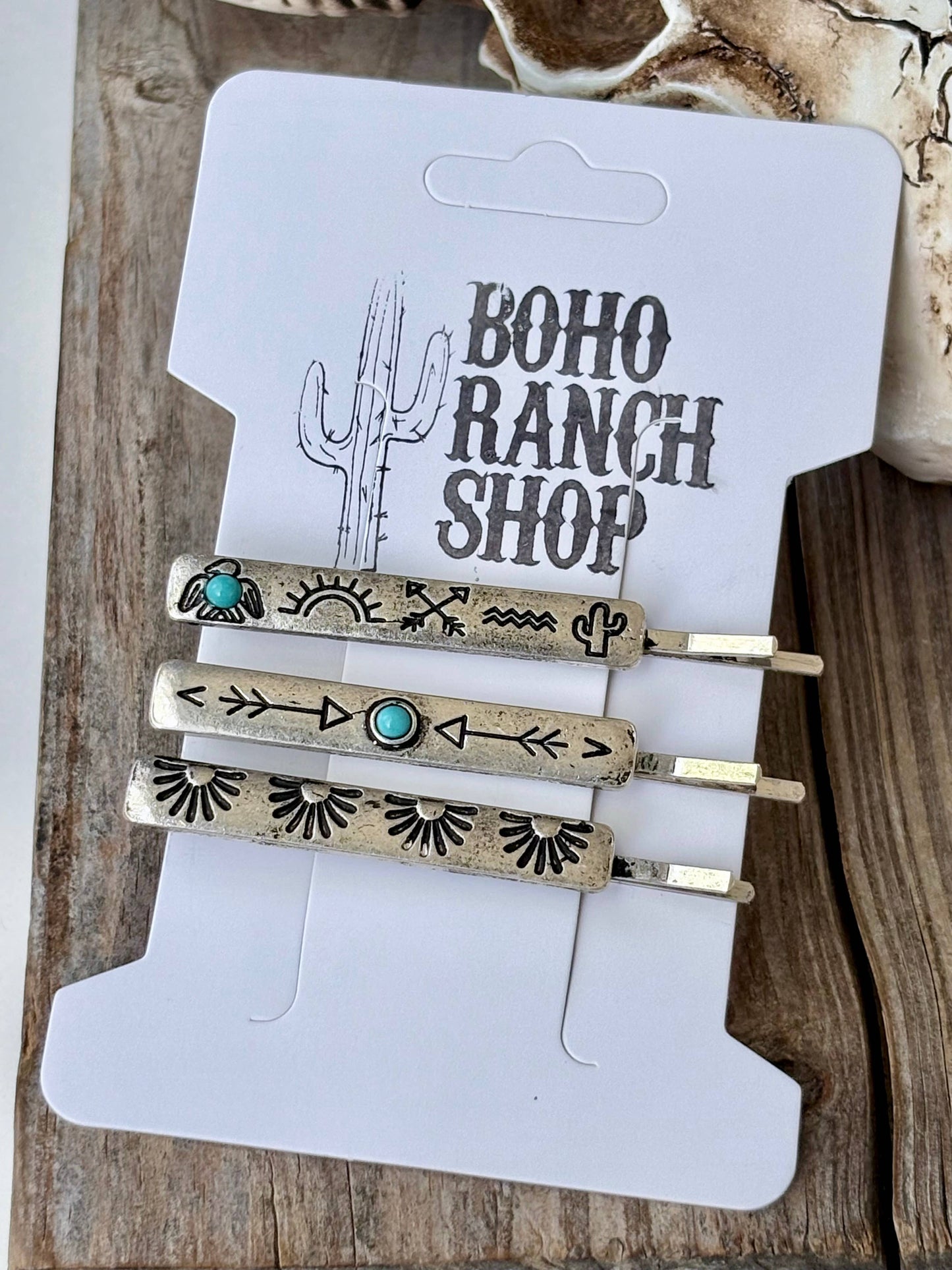 3pc Western Aztec Turquoise Bobby Pin Set