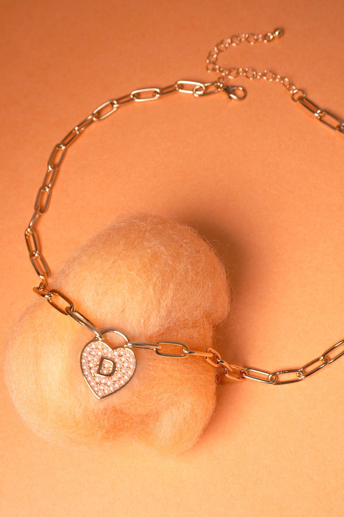 INITIAL HEART LOCK CHARM NECKLACE