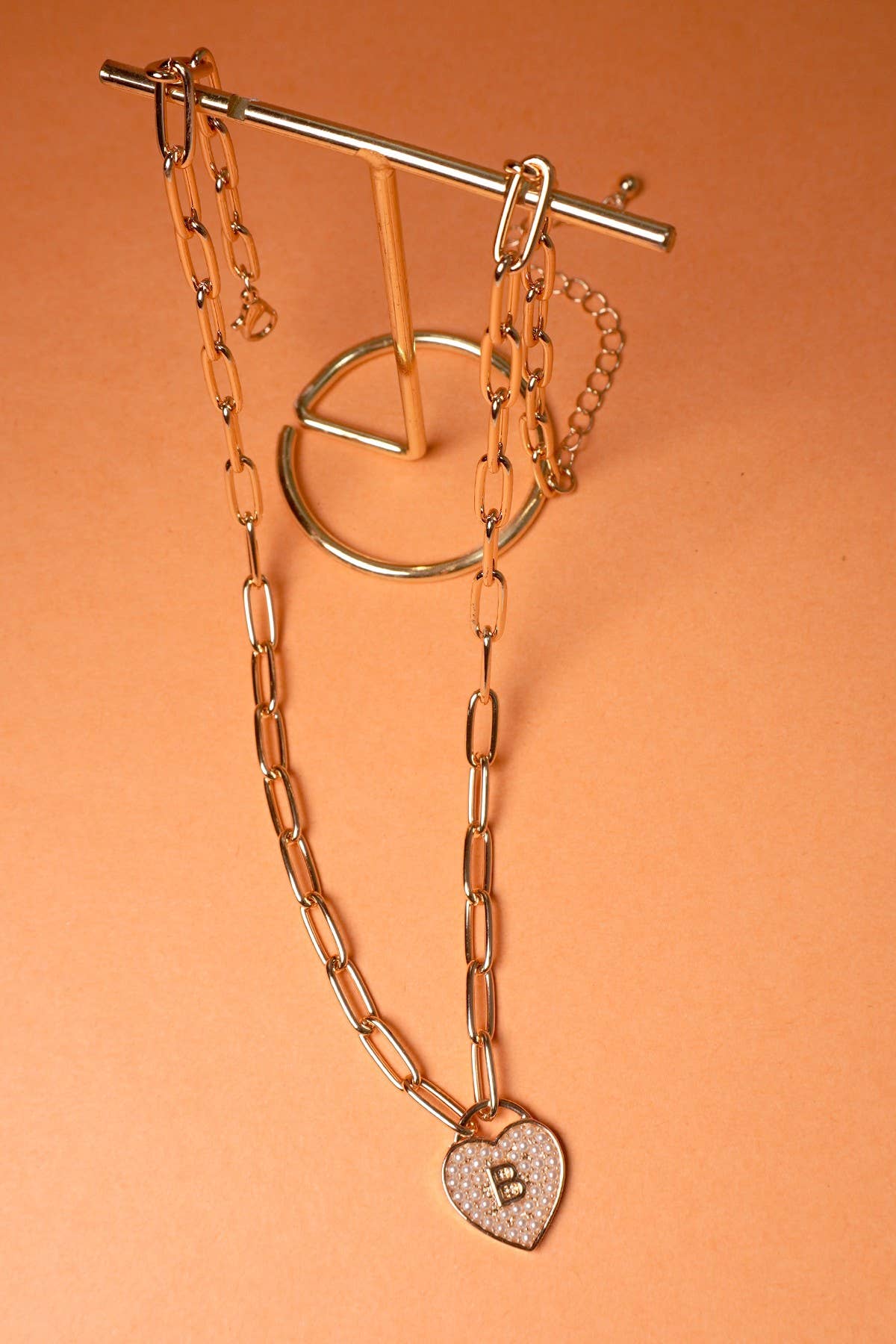 INITIAL HEART LOCK CHARM NECKLACE
