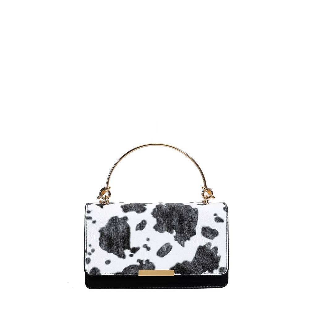 Cow Print Ring Handle Top Handle Bag