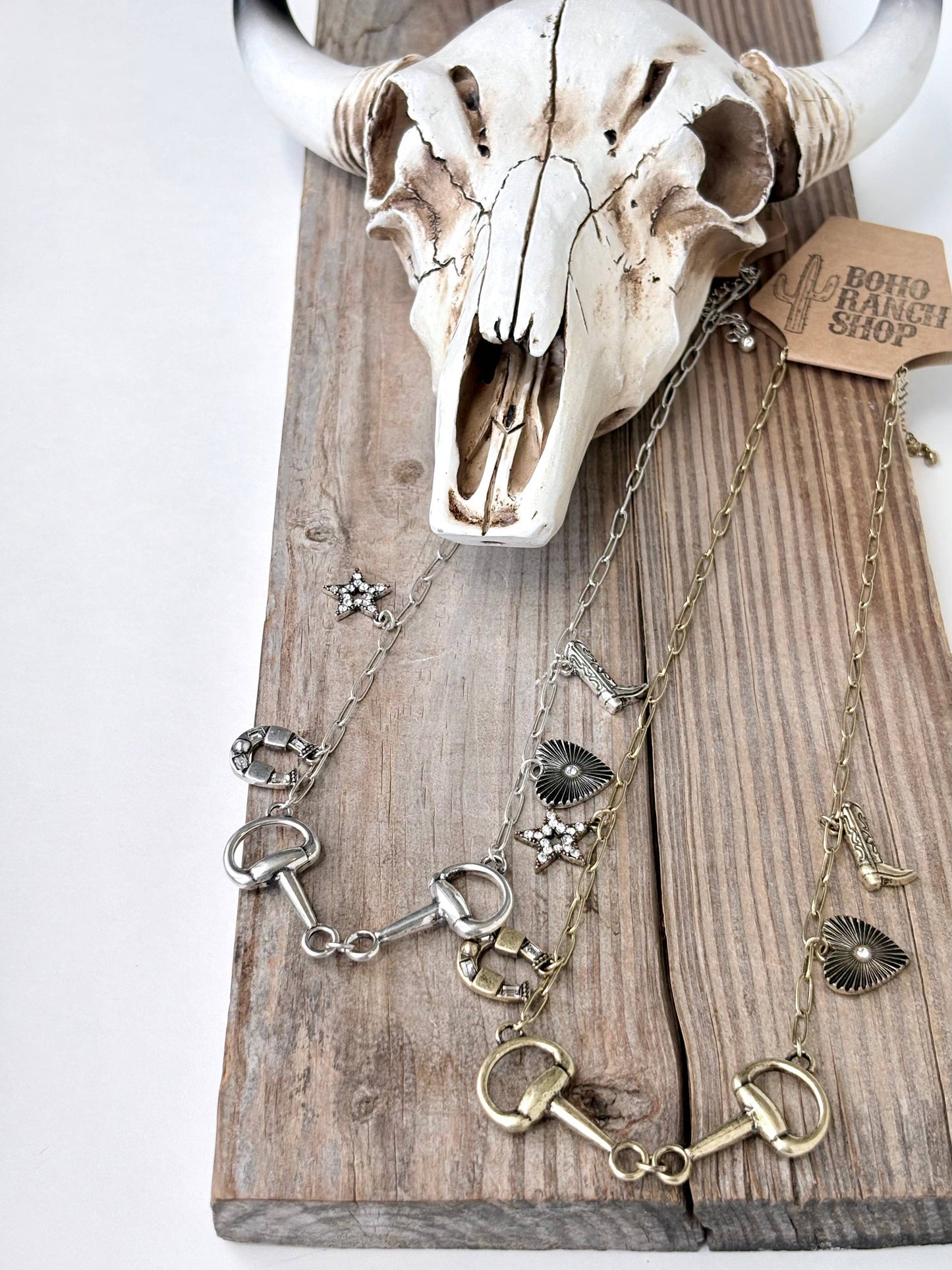 Western Charm & Horse Bit Pendant Necklace