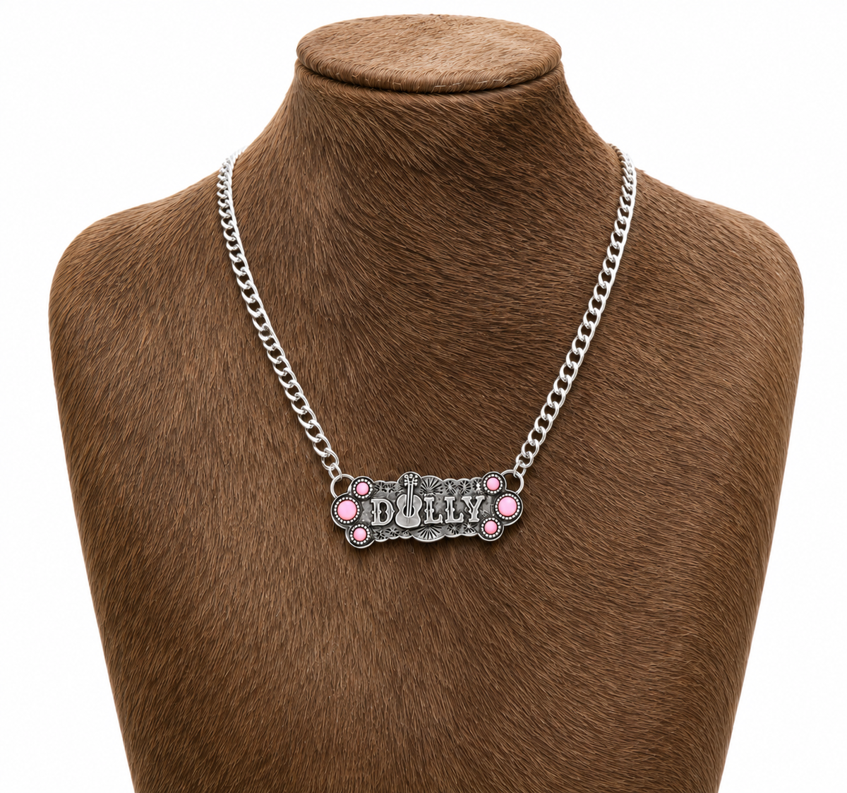 Queen Dolly Guitar Bar Pendant Necklace