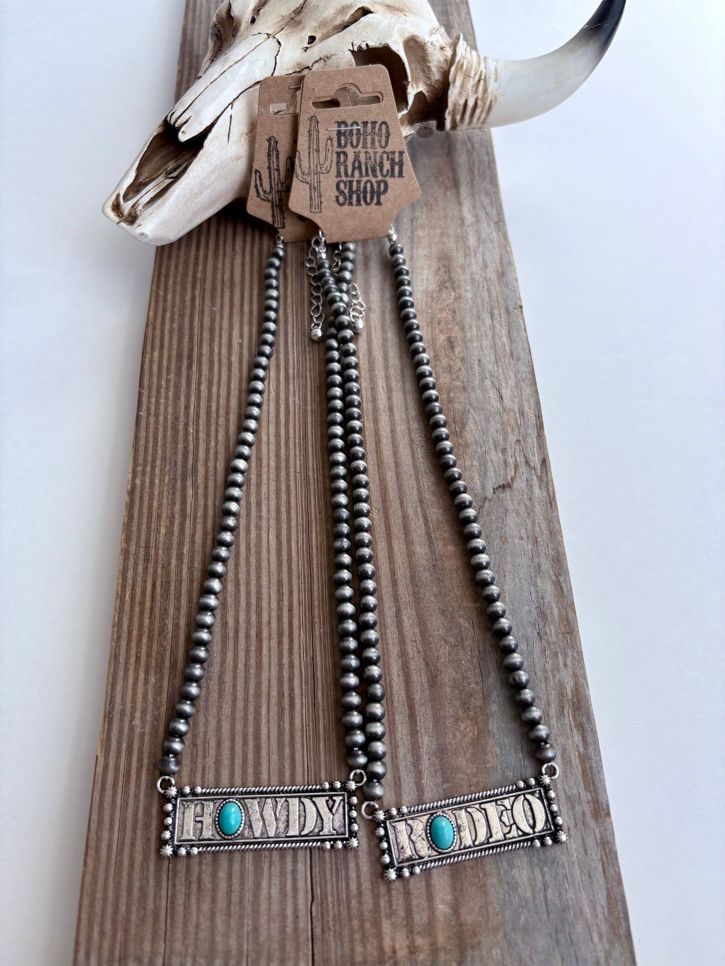 Western Bar Pendant Navajo Pearl Bead Necklace