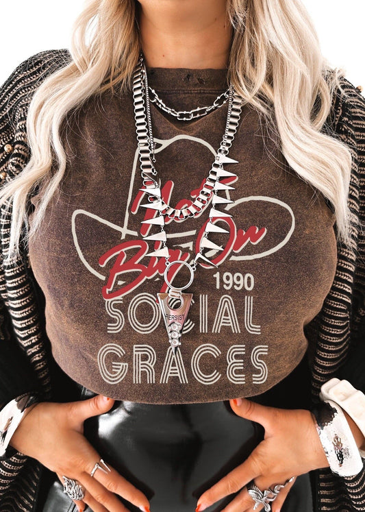 CROPPED NOT BIG ON SOCIAL GRACES DESTRUCTED GRAPHIC TEE *PRE-ORDER NOW*