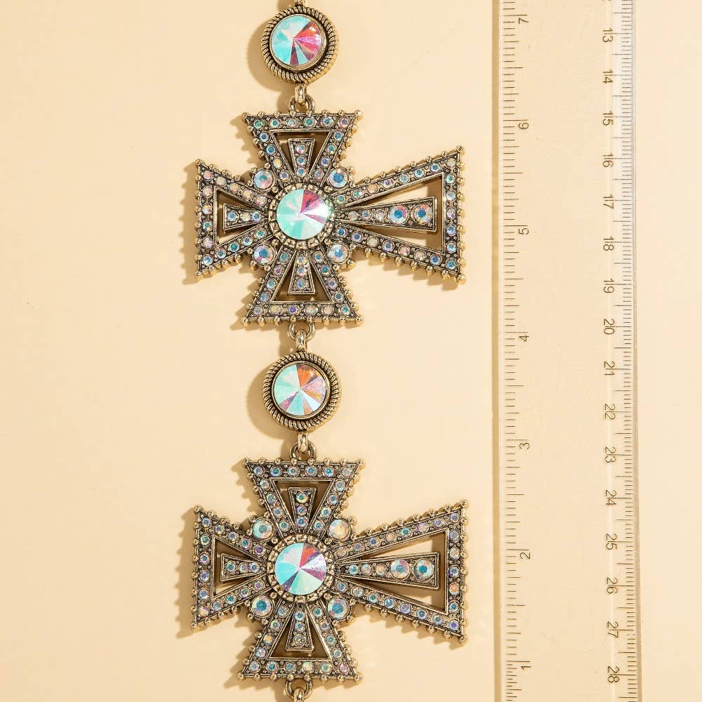 Pave Crystal Cross Chain Belt