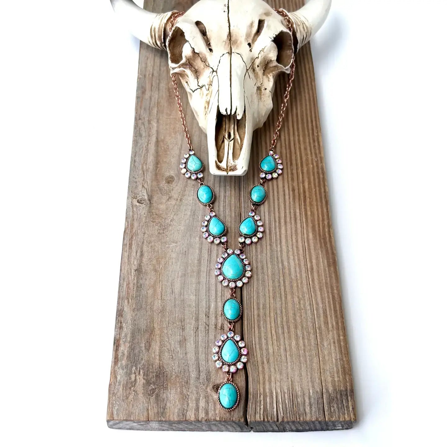 Western Turquoise Stone Y Necklace