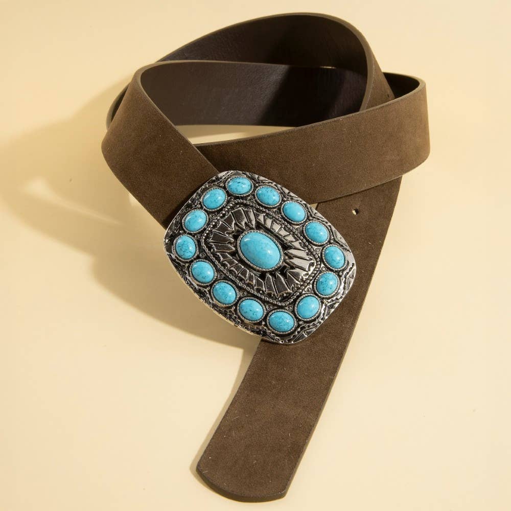 Turquoise Stone Western Concho Buckle Belt