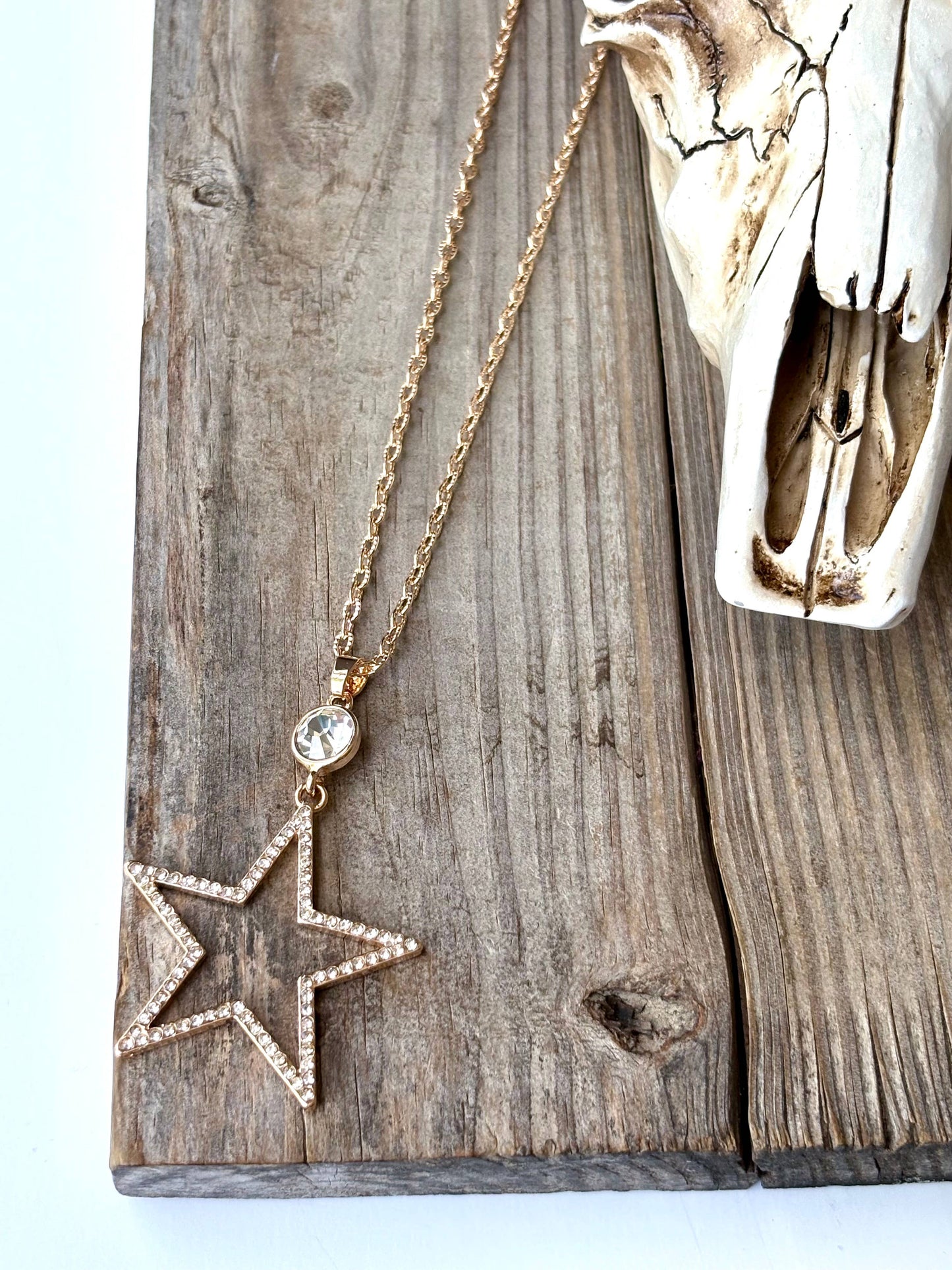 Western Style Rhinestone & Glass Stone Pendant Necklace