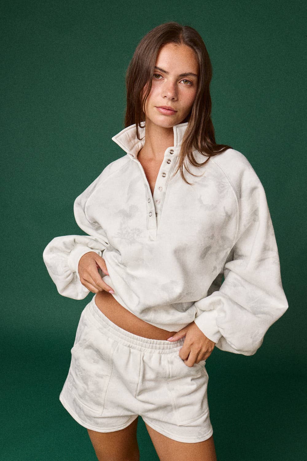 FLORAL PIPER SNAP BUTTON COLLARED SWEATER