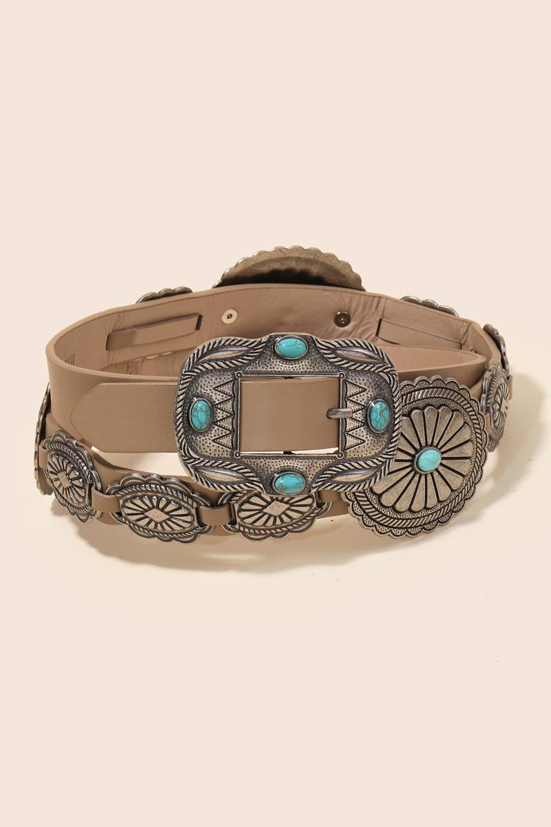 Faux Leather Western Concho Western Belt