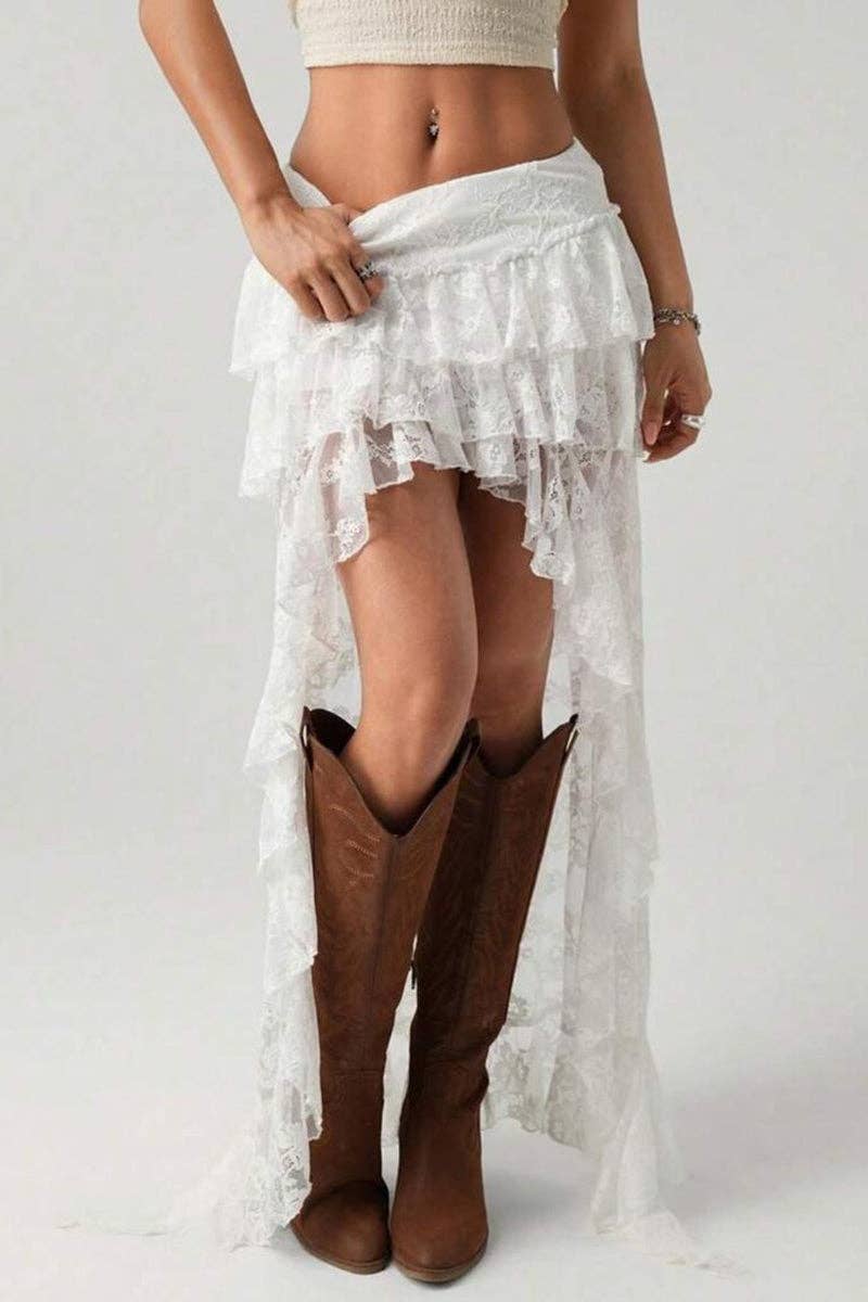 Desert Belle Lace High Low Skirt