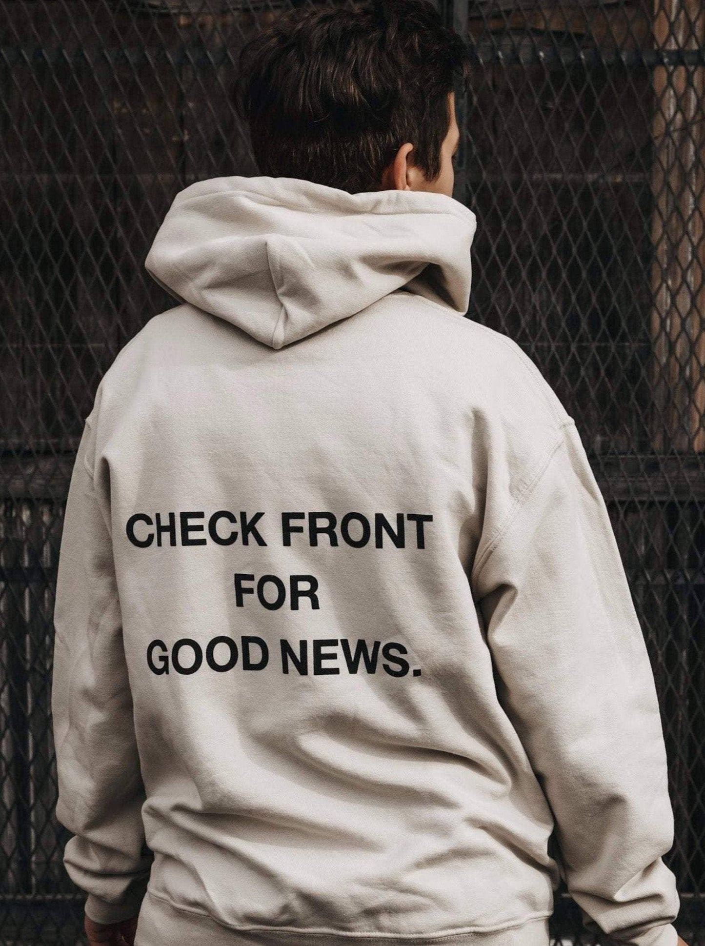 Jesus Loves You "Check Front" Sand Hoodie