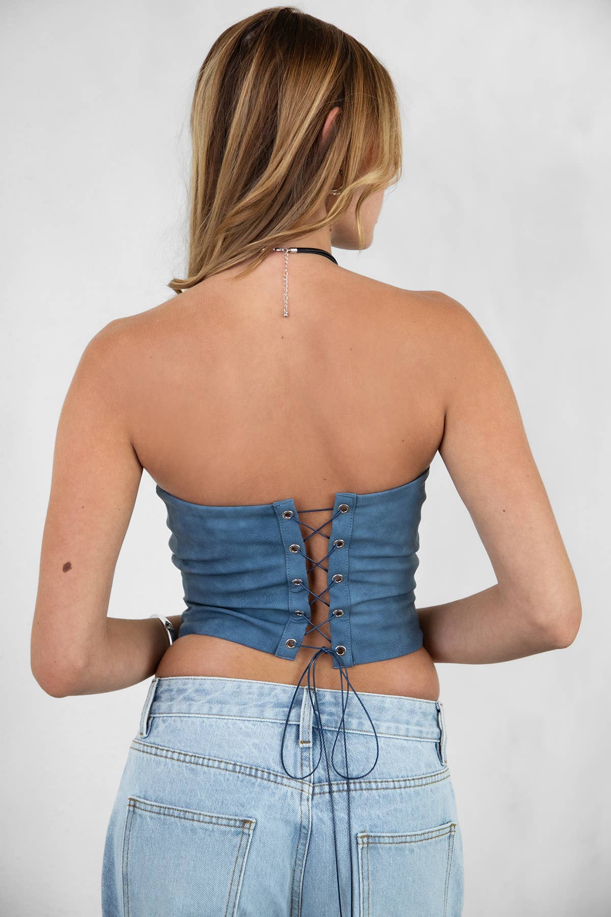 Denim Blues Western Corset Top