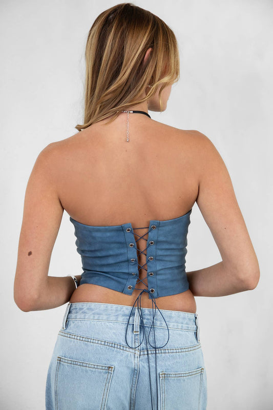 Denim Blues Western Corset Top