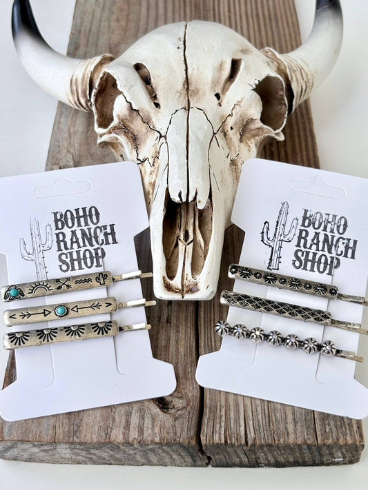 3pc Western Aztec Turquoise Bobby Pin Set