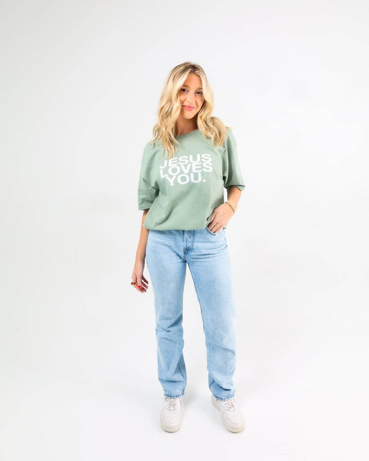 Jesus Loves you-Linen Spruce