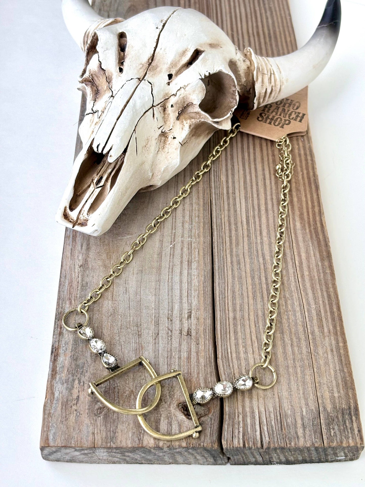 Western Horse Bit Turquoise Stone Pendant Necklace