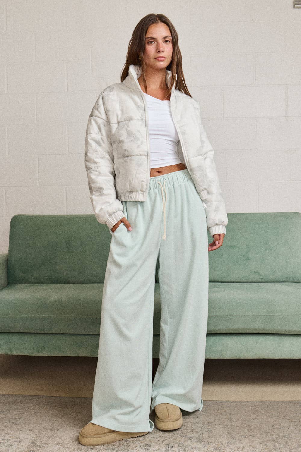 FLORAL ZIP UP PUFFER JACKET