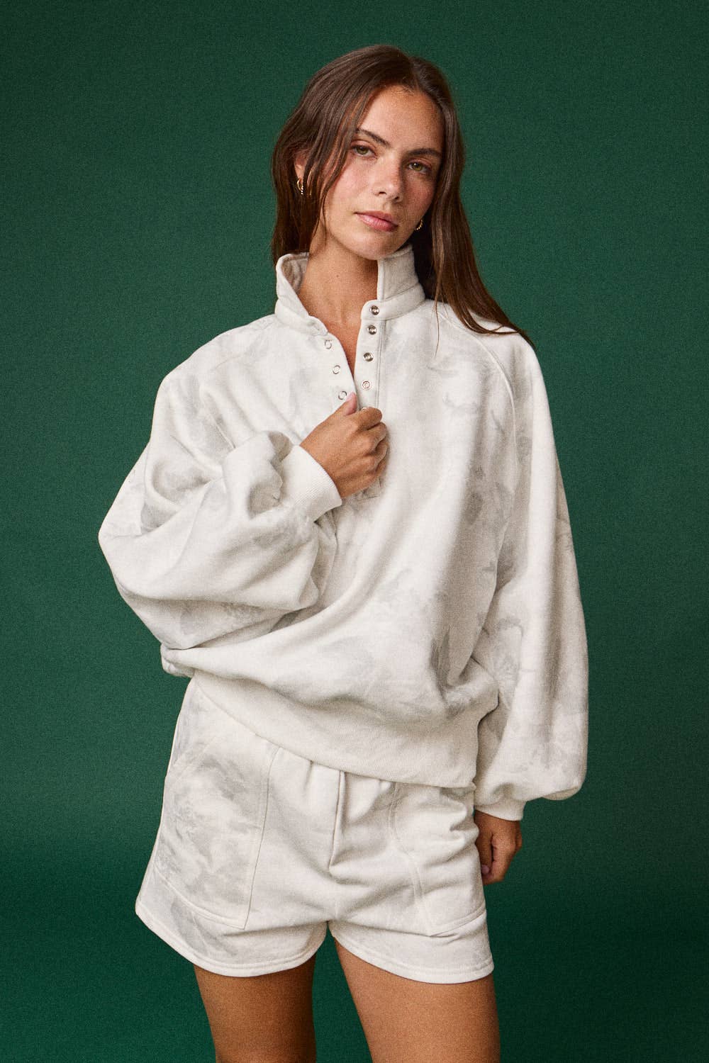 FLORAL PIPER SNAP BUTTON COLLARED SWEATER