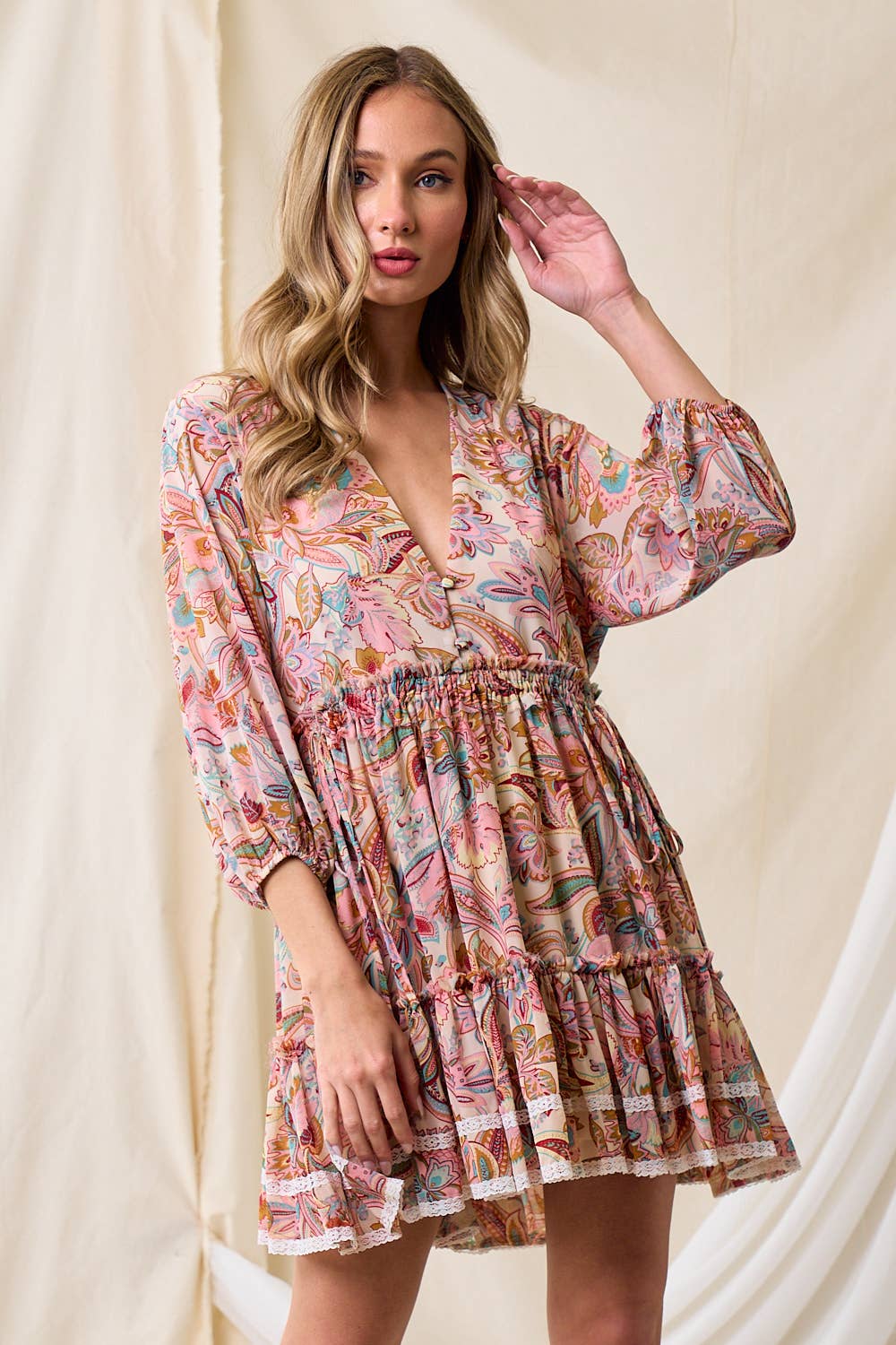 WESTERN PAISLEY FLORAL TIER DRESS