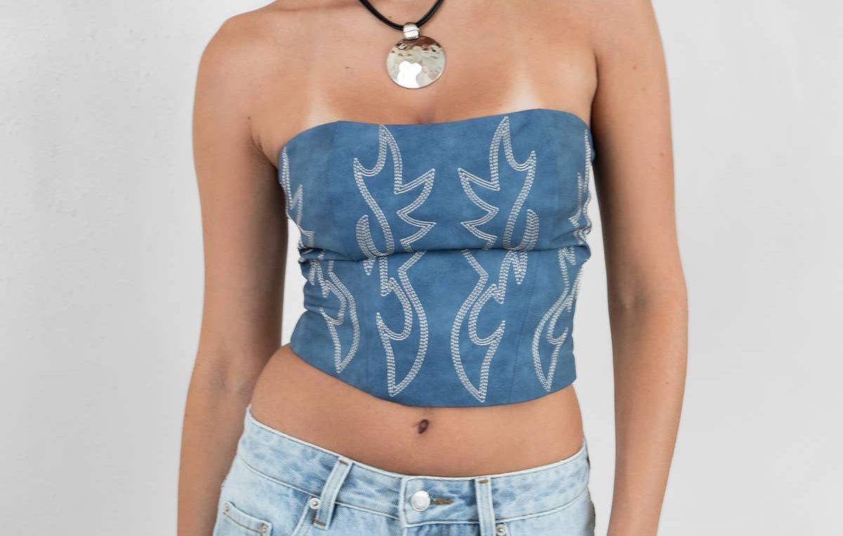 Denim Blues Western Corset Top
