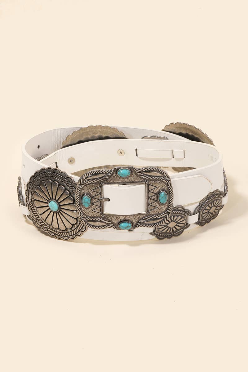 Faux Leather Western Concho Western Belt