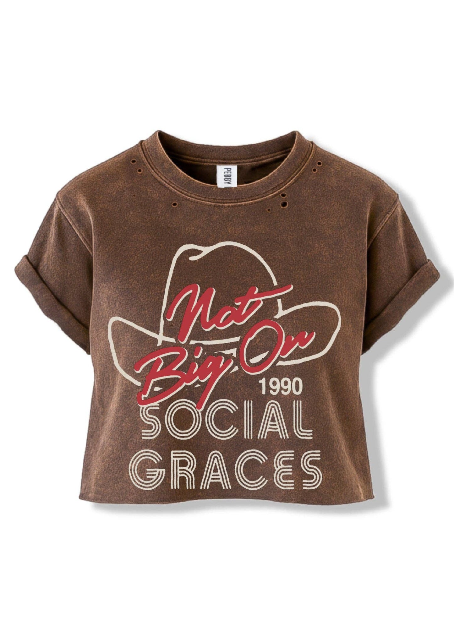 CROPPED NOT BIG ON SOCIAL GRACES DESTRUCTED GRAPHIC TEE *PRE-ORDER NOW*