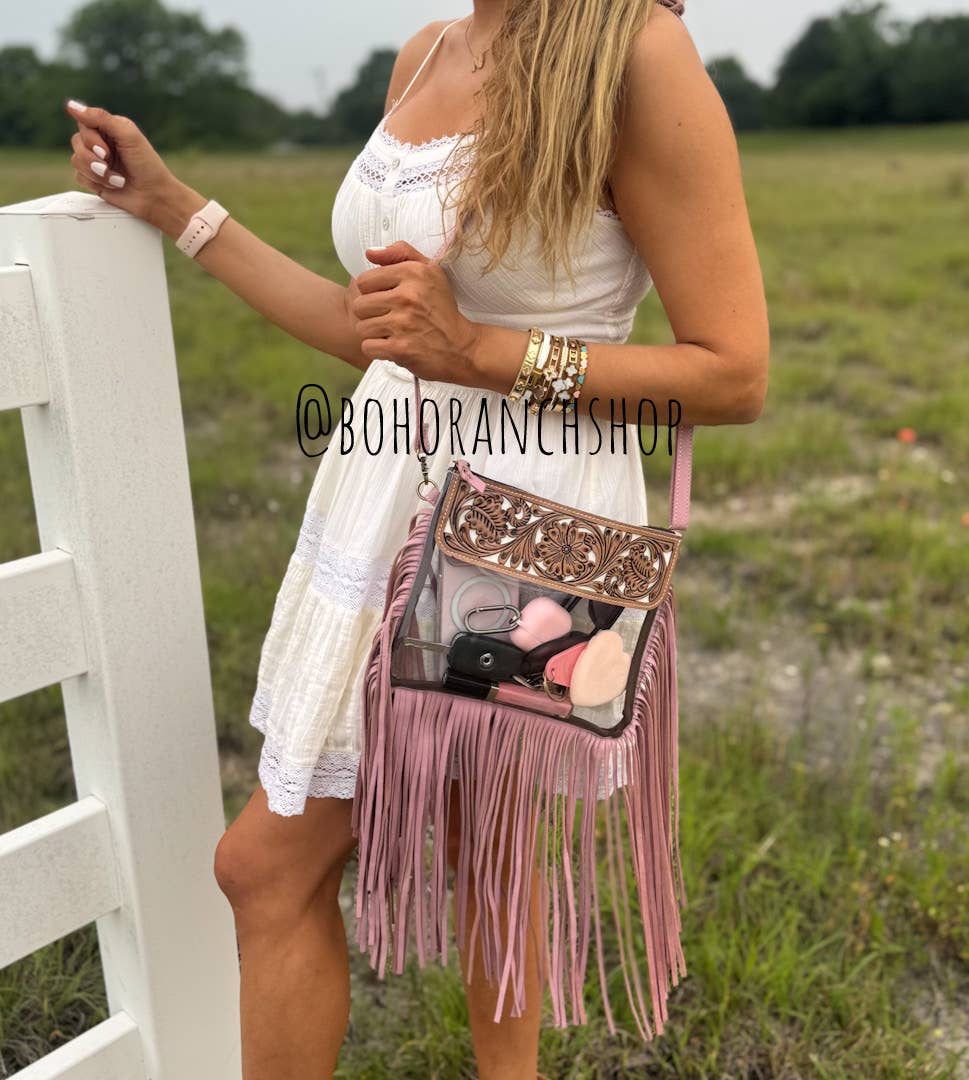 Hand Tooled Clear Purse Crossbody