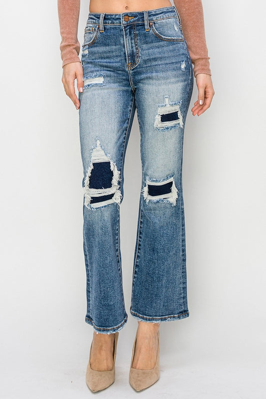 Risen Full Size High Rise Distressed Ankle Flare Jeans *Online Only*