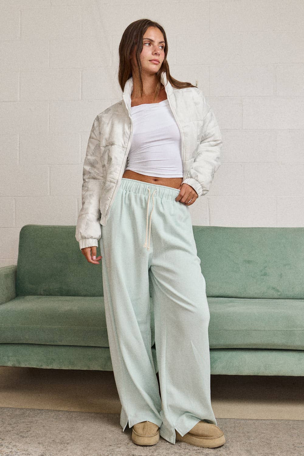 FLORAL ZIP UP PUFFER JACKET