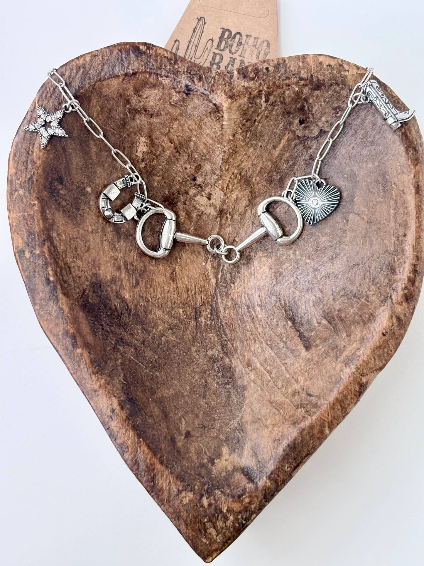 Western Charm & Horse Bit Pendant Necklace