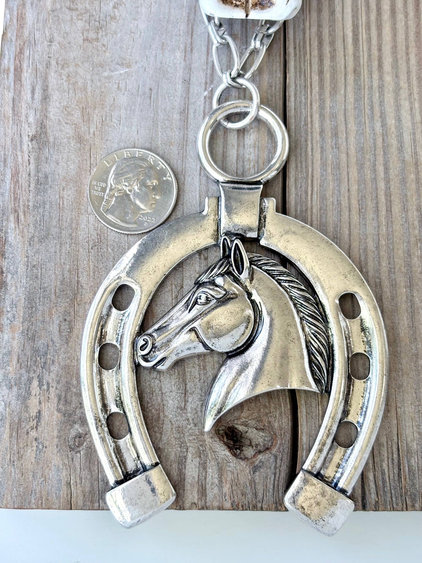 Western Horse with Horseshoe Statement Necklace