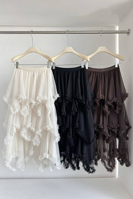 Backroads Layered Ruffle Midi Skirt