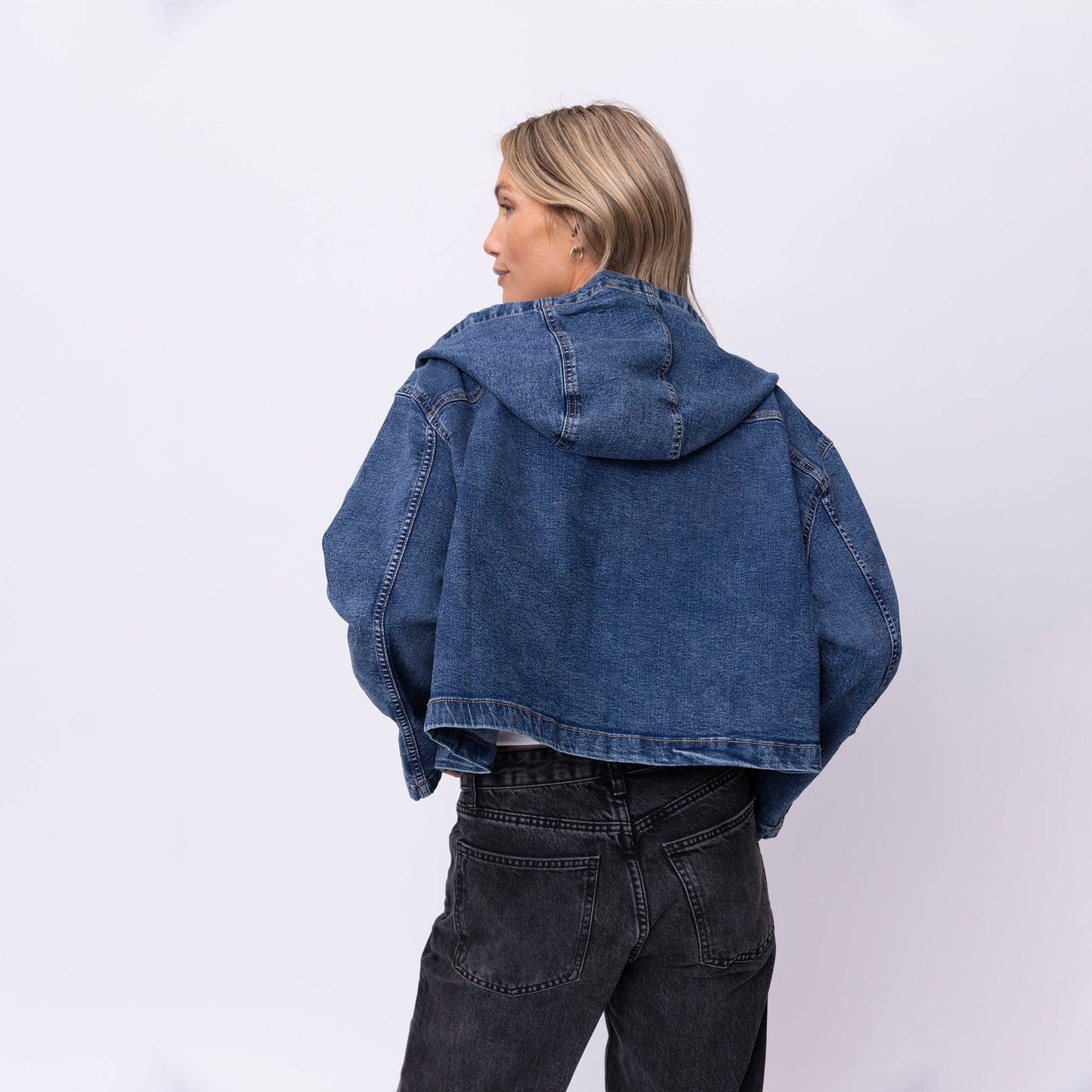 Vintage Washed Jesus Loves You Denim Hoodie