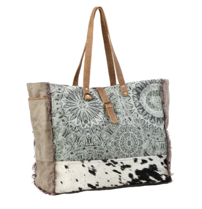 Floral Green Cow print Weekender